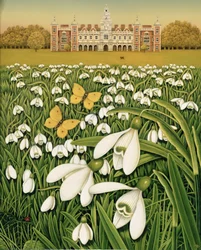 Snowdrop Day, Hatfield House, 1999 (olej a tempera na poli)