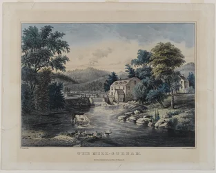 The Mill-Stream, vydavatelství Currier & Ives, New York (ručně kolorované lito)
