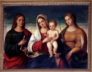 Panna s dítětem obklopená svatým Janem evangelistou a svatou Kateřinou Alexandrijskou (Obraz