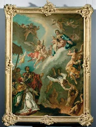Papež Řehoř I. a svatý Vitalis se přimlouvají u Madony za duše v očistci (malba na plátně)