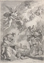 Papež svatý Řehoř I. svými modlitbami osvobozuje duše z očistce, 1731.