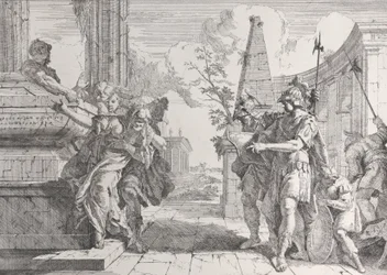 Obětování Polyxeny, z Bacchanals a historie, 1744., 1744.