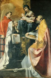 Madona se čtyřmi svatými, od Gian Francesco Gessi (1588-1649), 238x153 cm