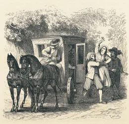 Únos Lucy, epizoda z Zasnoubení, Alessandro Manzoni (1785-1873), ilustrace Francesco Gonin (1808-1889) pro vydání z roku 1840