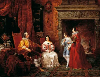 Princ říká mladému princi a jeho matce o Gertrudino rozhodnutí stát se jeptiškou, epizoda ze Snoubenky od Alessandra Manzoniho (1785-1873)