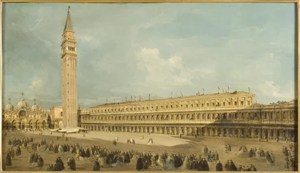 Place Saint Marc, Venise - Piazza San Marco, Benátky, od Guardi, Francesco (1712-1793). Olej na plátně. Rozměr: 50 x 85 cm. Národní muzeum Stockholm