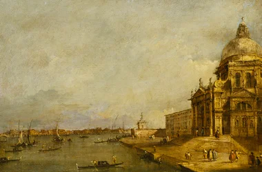Santa Maria delle Salute a vchod do Canal Grande, Benátky, pohled na východ,