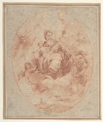 Panna a dítě držící škapulíře, 1712-93.