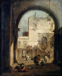 Pohled na náměstí a palác, mezi 1775 a 1780.