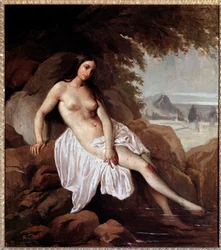 Koupající se žena, obraz Francesca Hayeze (1791-1882), 1832, rozměry 63 x 56 cm, Bergamo, Accademia Carrara