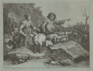 Sedlák s pytlem a dvěma pastýřkami, po roce 1765.