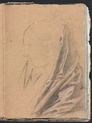 Verona Sketchbook: Ženská hlava se závěsem strana 81, 1760.