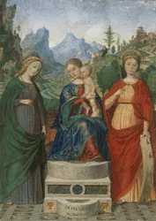 Panna s dítětem na trůn mezi svatými Cecilií a Kateřinou Alexandrijskou, ca. 1510-15.