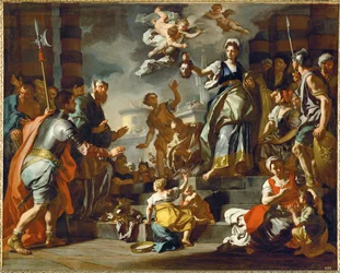 Judita ukazuje lidu Holofernovu hlavu, asi 1730 (olej na plátně)