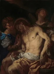 Mrtvý Kristus podporovaný anděly, ca. 1710.