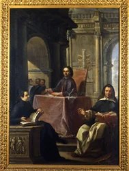 Spor mezi jezuitou a dominikánem po protireformě, obraz F. Trevisani (1656-1746), Muzeum Říma.