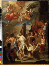 Quatre Holy Martyrs (Čtyři svatí mučedníci). Obraz Francesca Trevisaniho (1656-1746). Olej na plátně, 50 x 38 cm. Římské umění, italský barokní styl. Státní muzeum umění M. Ciurlionise, Kaunas (Litva).