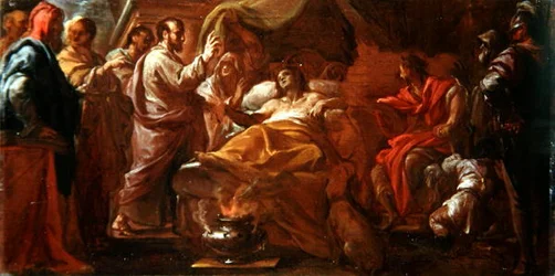 Studie pro sv. Matouše resuscitující syna etiopského krále (olej na plátně)