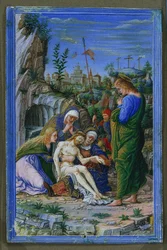 Jeden list z knihy hodin: Pieta, c. 1475-1485.