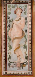 "" Hecate "" Freska Francesca de Rossi (1510-1563) vers 1544 Rozměr 250x125 cm Palazzo Vecchio, Florencie