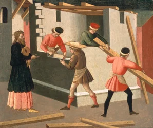 Stavba jeruzalémského chrámu, kolem roku 1445 (tempera na panelu)