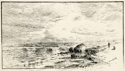 Pláž poblíž Point Judith, Rhode Island