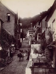Clovelly, The New Inn and Street, 70. léta 19. století.
