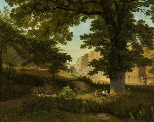 Clifton Rocks z Rownham Fields, kolem roku 1821 (olej na panelu)