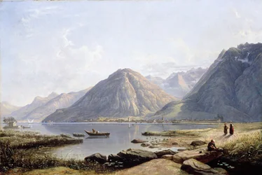 Pohled na Ženevské jezero s městem Villeneuve, 1836
