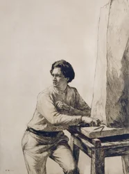Portrét Jacoba Epsteina (1880-1959) 1909 (suchá jehla lept tmavě hnědým inkoustem)