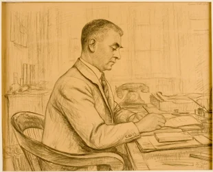 Superintendent, Birtley (Leonard S. Flatman) (pastel a tužka na lesklém papíře)