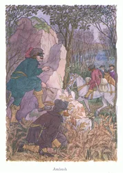 Přepadení (barevná litografie)