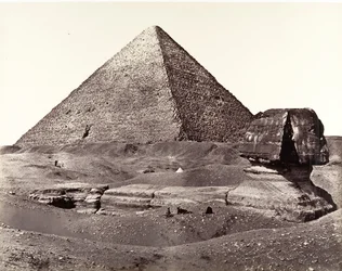 Velká pyramida a Velká sfinga, 1858.