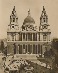 Velký kostel postavený Wrenem na místě starého St. Pauls, c1935.