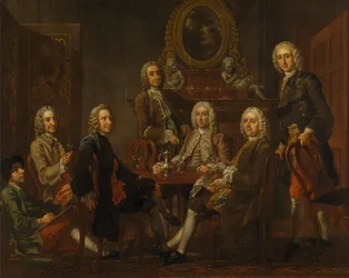 Portrét skupiny gentlemanů s umělcem