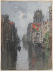 Behind the Groote Kirk, Dordrecht, c.1880 (wc nad dřevěným uhlím na kartonu)