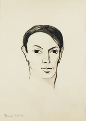 Portrét Pabla Picassa; Portrait de Pablo Picasso, asi 1902-1905 (akvarel, štětec a černá tuš a tužka na papíře)