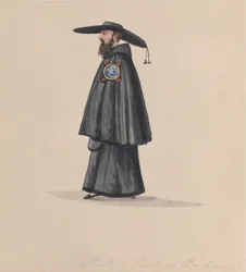 Mnich z řádu Barbones, ze skupiny kreseb zobrazujících peruánský kroj, 1848.