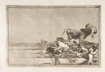 Deska 21 z Tauromaquia: Strašidelné události v předních řadách ringu v Madridu a..., 1816.