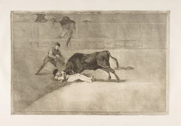 Deska 33 z Tauromaquia: Nešťastná smrt Pepe Illa v ringu v Madridu., 1816.