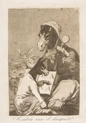 Talíř 37 z Los Caprichos: Možná by žák nevěděl víc Si Sabrá mas el discipulo, 1799.