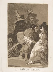 Talíř 6 z Los Caprichos: Nikdo se nezná Nadie se conoce., 1799.