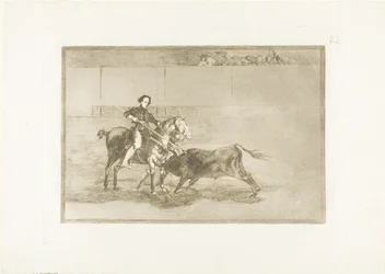 Mužná odvaha slavného Pajuelery v ringu v Zaragoze, deska 22 z The Art of Bullfighting
