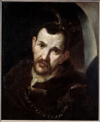 Zajatý kasik. Portrét indiánského kmenového náčelníka. Malba Francisca de Zurbarána (1598-1664). 17. století. Mety, Muzeum krásných umění