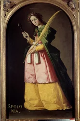 Portrét u nohou svatého Apollóna (nebo Apollonie) Obraz od Francisca de Zurbaran (1598-1664) Slunce ze 17. století. 1,34 x 0,67 m.