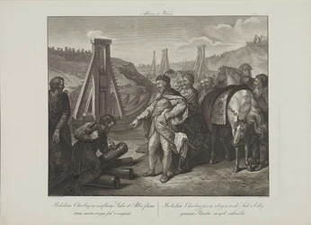 Boleslav I. Polský vytyčuje hraniční póly v řekách Labe a Saale od Smuglewicze, Franciszka (1745-1807). Litografie, konec 18. stol.. Soukromá sbírka