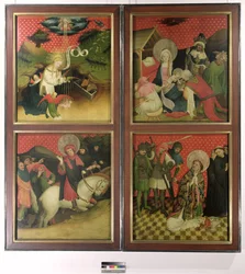 Oltář svatého Tomáše z kostela sv. Jana v Hamburku, zahájený v roce 1424 (tempera a olej na desce)