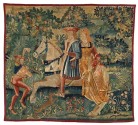Tapiserie, měsíc květen nebo La Chasse au Faucon, cca 1500 (vlna)
