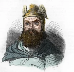 Portrét Attily (395-453) krále Hunů - kresba z „I misteri del vaticano““ od Franca Mistraliho 1843