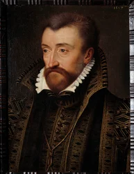 Portrét Antoina de Bourbon, vévody z Vendome (1518-1562), otce krále Jindřicha IV. Obraz školy Francoise Cloueta (1515-1572) 1560 Ne. 0,31x0,23 m Pau, zámecké muzeum - Portrét Antoina de Bourbon, vévody z Vendome (1518-1562), otce